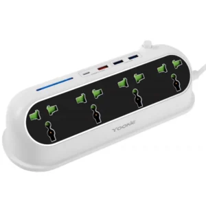 ZAPATILLA 220v YOOKIE / 4 ENCHUFES UNIVERSALES + 3 USB + 1 USB-C CARGA RAPIDA